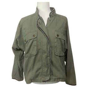 Miami EUC size S army green utility cargo contrast trim relaxed fit jacket